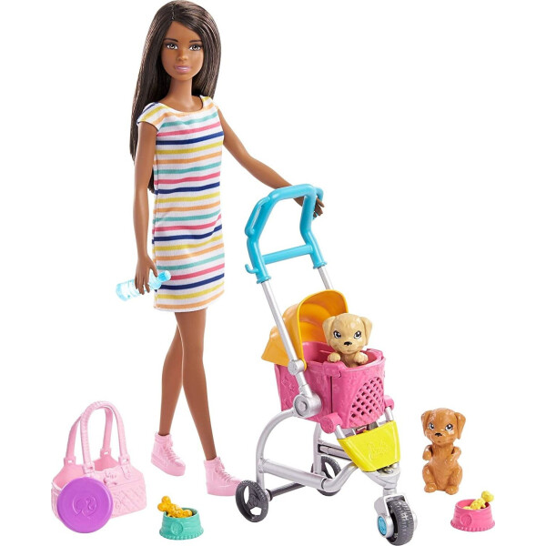 

Кукла Barbie Прогулка со щенками Stroll ‘n Play Pups Playset with Brunette Doll GHV93