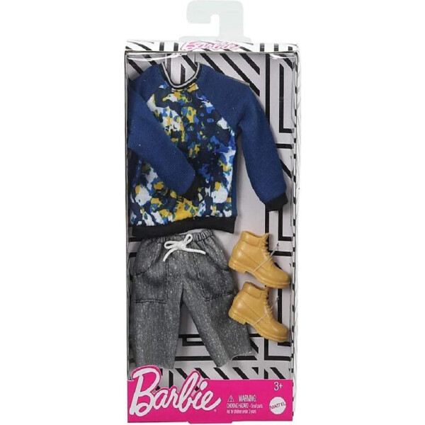 

Одежда для куклы Кена Barbie Ken Blue Graphic Sweatshirt, Gray Shorts Boots Fashion Pack GHX53