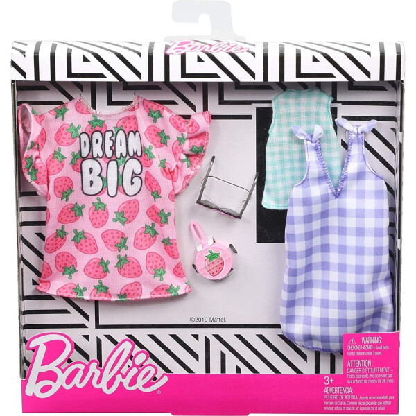 

Одежда для кукол Barbie Dream Big Dress Checkered Top Fashions Outfits 2 Pack GHX61