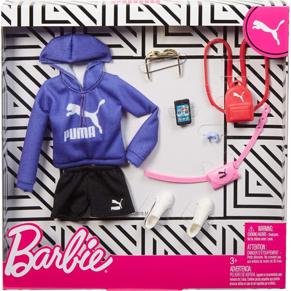 

Одежда для кукол Barbie PUMA Fashion Pack Purple Hoodie, Black Shorts 6 Accessories Dolls GJG29