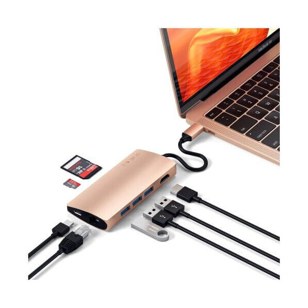 

Переходник Satechi Type-C Multi-Port Adapter 4K with Ethernet V2 Gold (ST-TCMA2G)