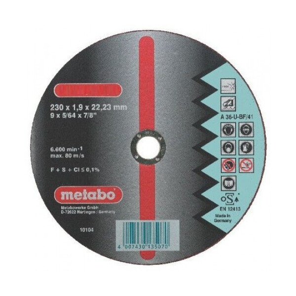 

Диск отрезной по нержавеющей стали Metabo Novorapid Inox A 46-T, 230 мм (616274000)