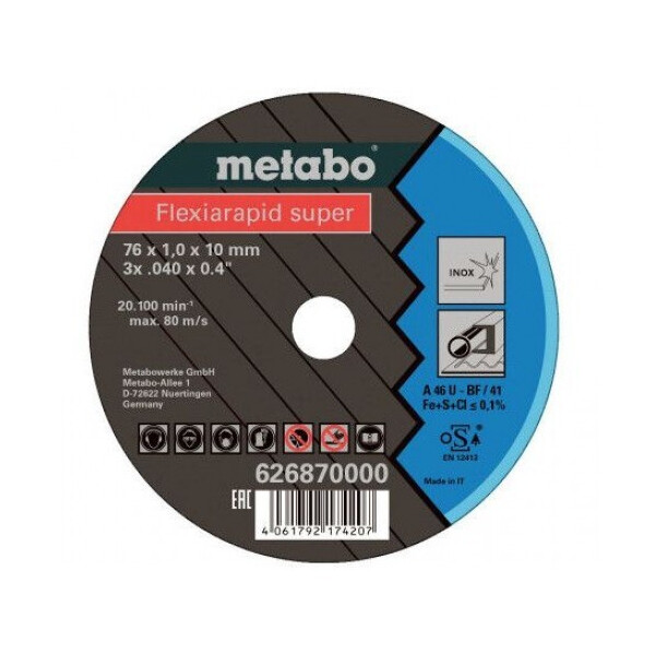 

Отрезной диск Metabo Flexiarapid Super Inox 76 мм, 5 шт (626870000)