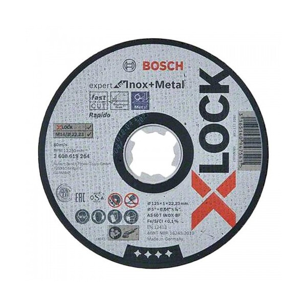 

Круг отрезной Bosch X-Lock Expert Inox, 125х1х22,23 мм (2608619264)