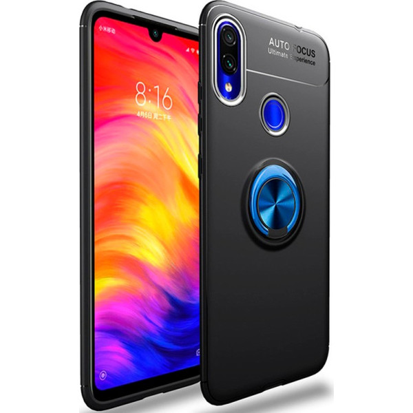 

TPU Deen ColorRing под магнитный держатель для Samsung Galaxy A20 / A30 (Черный / Синий) (700649)