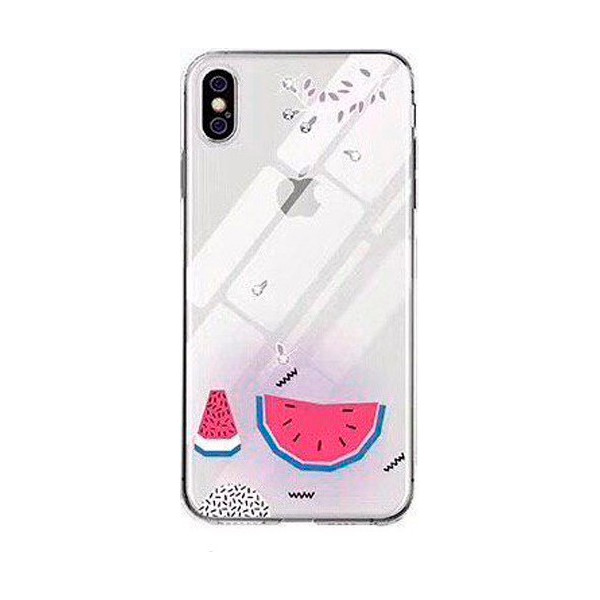 

TPU Luxure Diamond full protective для Apple iPhone X / XS (5.8) (Голубой / Арбуз) (715354)