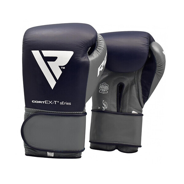 

Боксерские перчатки RDX Leather Pro C4 14oz Сине-серый (37260046)