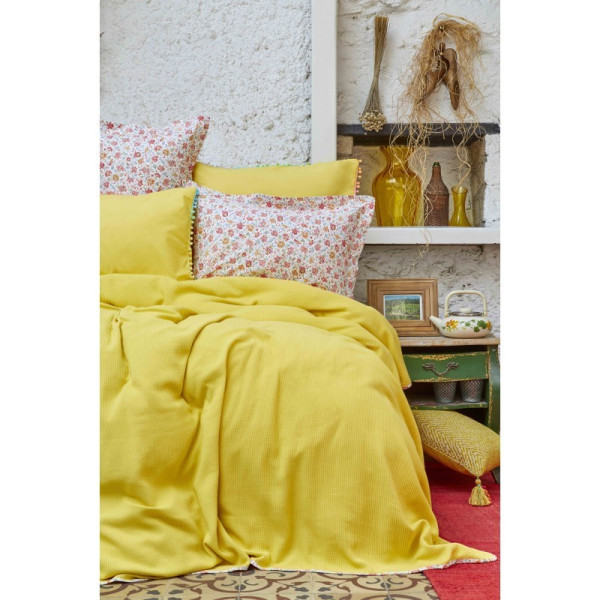 

Комплект постельного белья Karaca Home - Picata sari 2018-2 200x220 евро (14122)