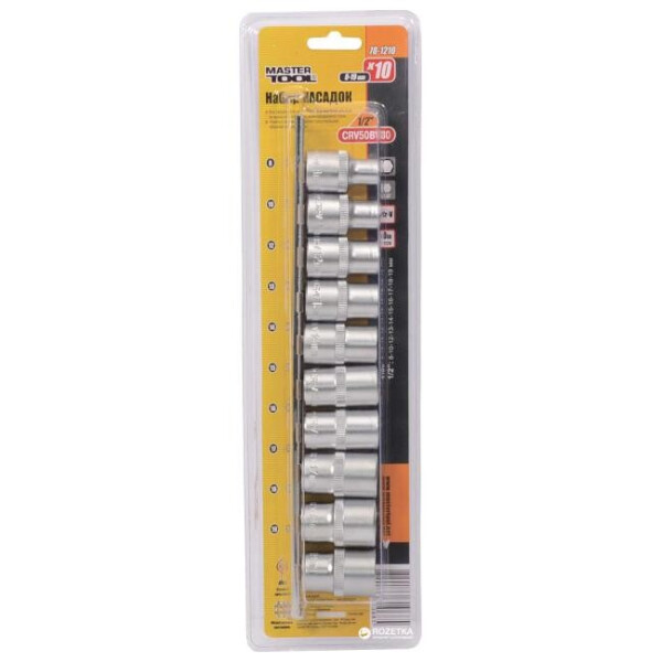 

Набор головок шестигранных 1/2" MasterTool - 10 шт. (8-19 мм)(78-1210)