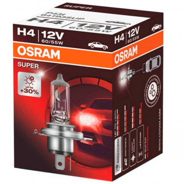 

Галогеновая лампа Osram H4 (HB2, 9003) Super 64193SUP 60/55W P43T