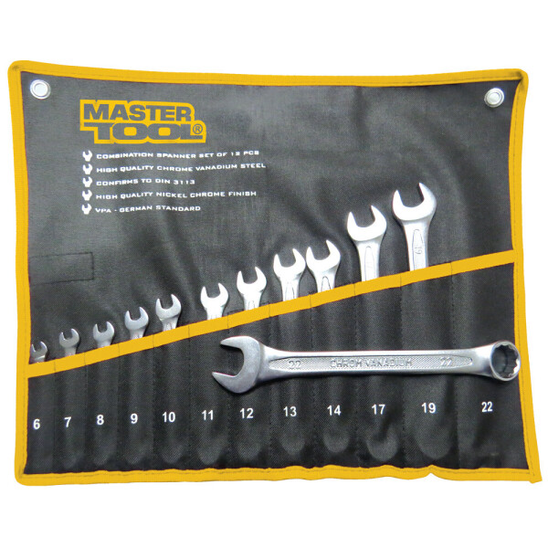 

Набор рожково-накидных ключей MasterTool - 12 шт. (6-22 мм) холоднокатанный (72-0112)