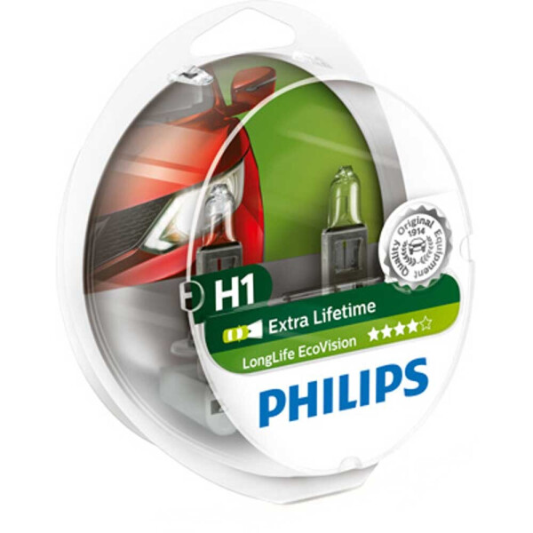 

Галогеновая лампа Philips H1 LongLife EcoVision 12258ECOS2 55W 12v P14,5s