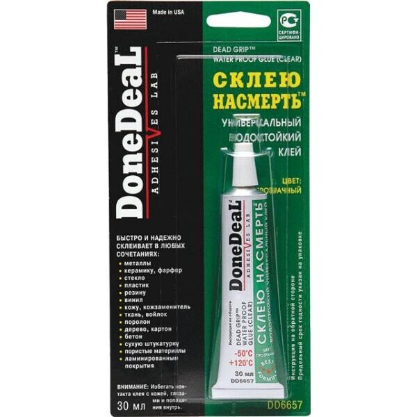 

Водостойкий универсальный клей DoneDeal «Склею насмерть» (цвет: прозрачный) 30 мл