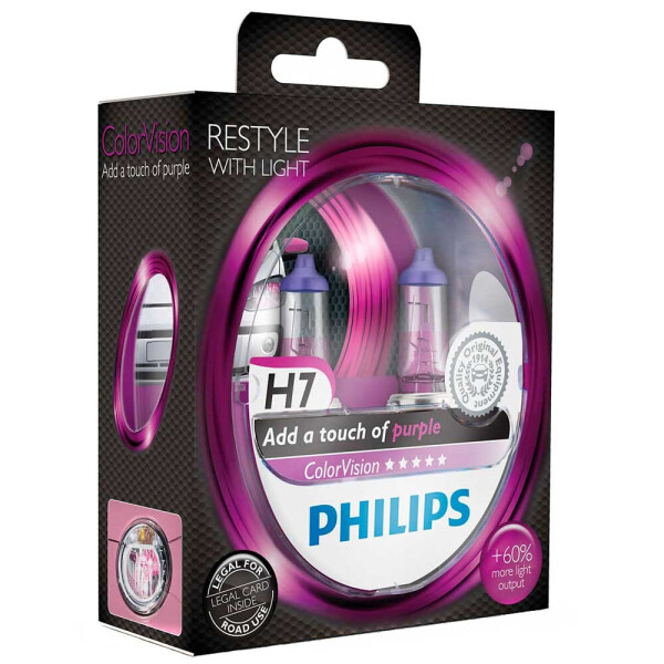 

Галогеновая лампа Philips H7 ColorVision Purple 12972CVPPS2 55W PX26d