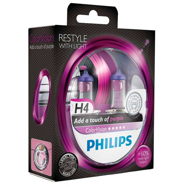 

Галогеновая лампа Philips H4 (HB2, 9003) ColorVision Purple 12342CVPPS2 60/55W P43t