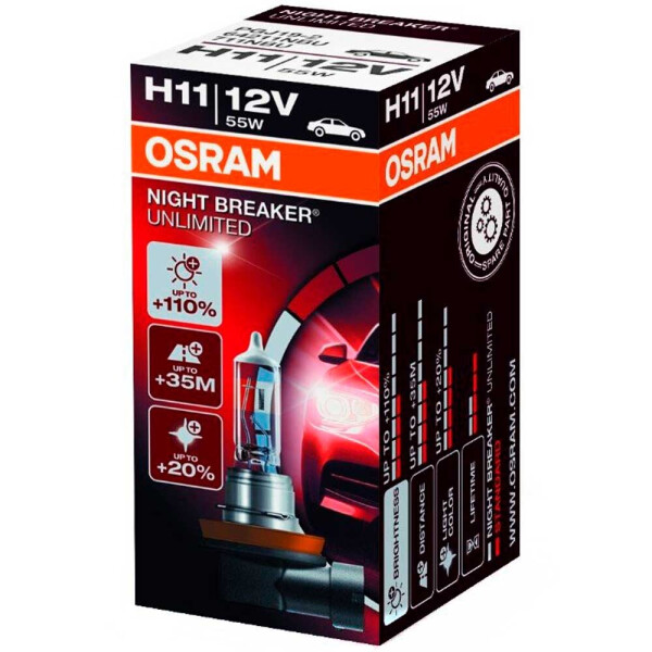 

Галогеновая лампа Osram H11 Night Breaker Unlimited 64211NBUFS +110% 55w PGJ19-2