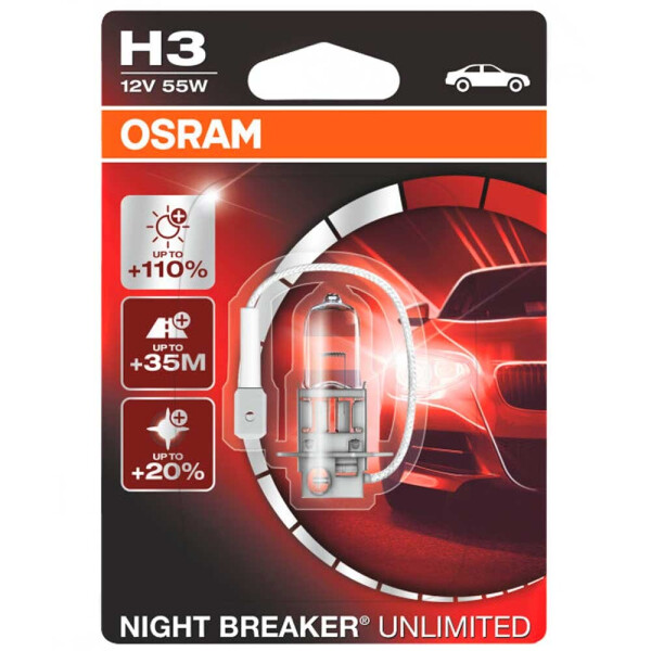 

Галогеновая лампа Osram H3 Night Breaker Unlimited 64151NBU-BLI 55w Pk22S Blister