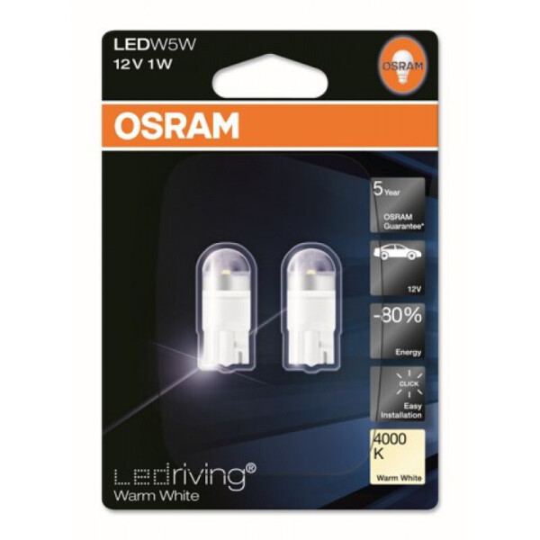 

Автолампа диоды OSRAM 2850WW-BLI2 12V W2,1X9,5D 1W 4000K SET 2pcs.