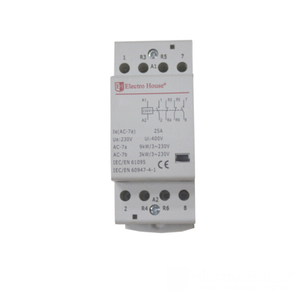 

Контактор модульный 4P 25A 220-230V IP20 2НО+2НЗ