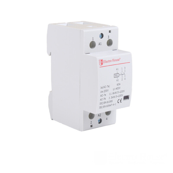 

Контактор модульный 2P 63A 220-230V IP20 2НО