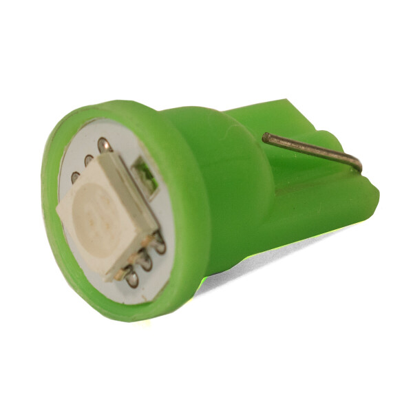 

Светодиодная лампа AllLight T10 1 диод 5050 W2,1x9,5d 12V 0,45w GREEN