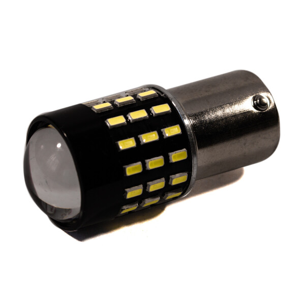

Светодиодная лампа AllLight T25 54 диода 3014 BA15S 12V с линзой + драйвер