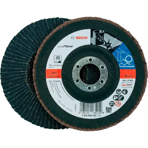 

Лепестковый шлифкруг Bosch Best for Metal, X571, 12522,23 мм, К120 (2608607320)