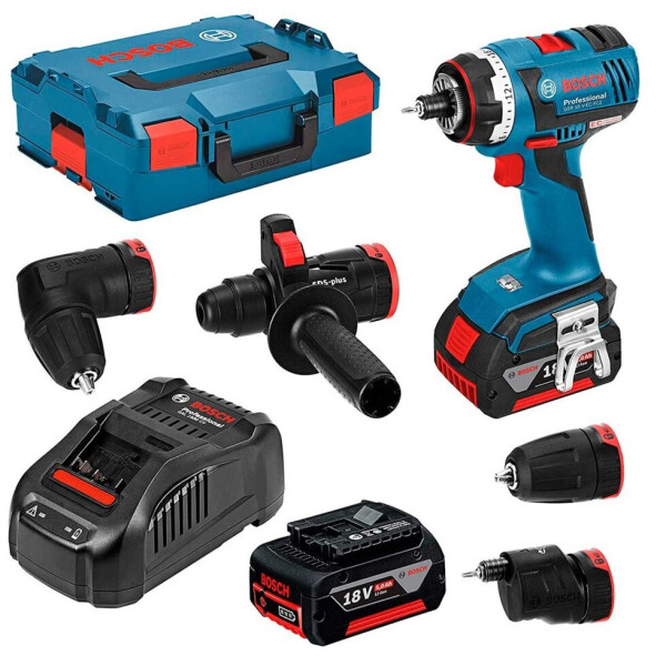 

Аккумуляторная дрель-шуруповерт Bosch GSR 18 V-EC FC2 + 4 насадки + 2 акб + з/у AL 1880 CV + L-Boxx 136 (06019E1104)