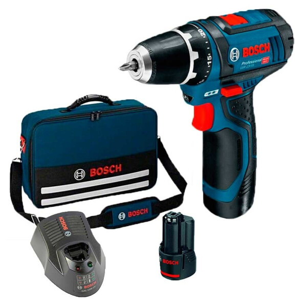 

Аккумуляторный шуруповерт Bosch GSR 12V-15 + 2 акб 1,5Ah + зу GAL 1230 CV + сумка (06018681AA)