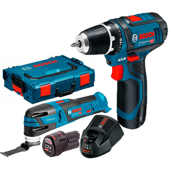 

Набор Bosch шуруповерт GSR 12V-15 + мультитул GOP 12V-28 + з/у GAL 1230 CV + 2 x акб GBA 12V 2 Ah (06018681SP)