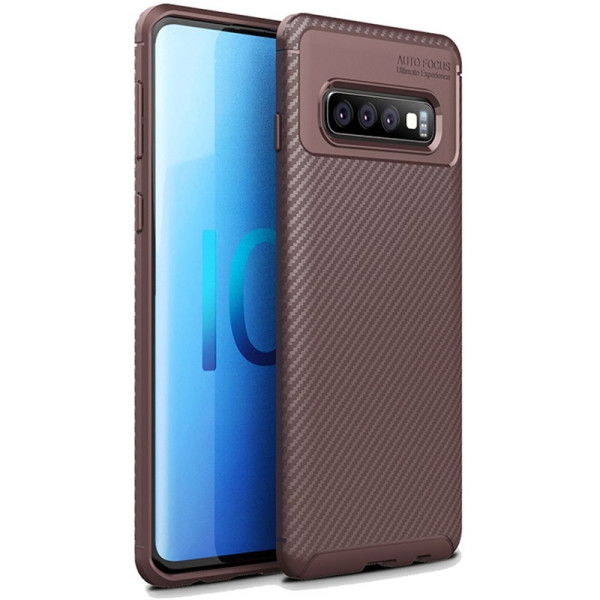 

-накладка Ipaky Carbon Fiber Series/Soft TPU Case Samsung Galaxy S10+ Brown