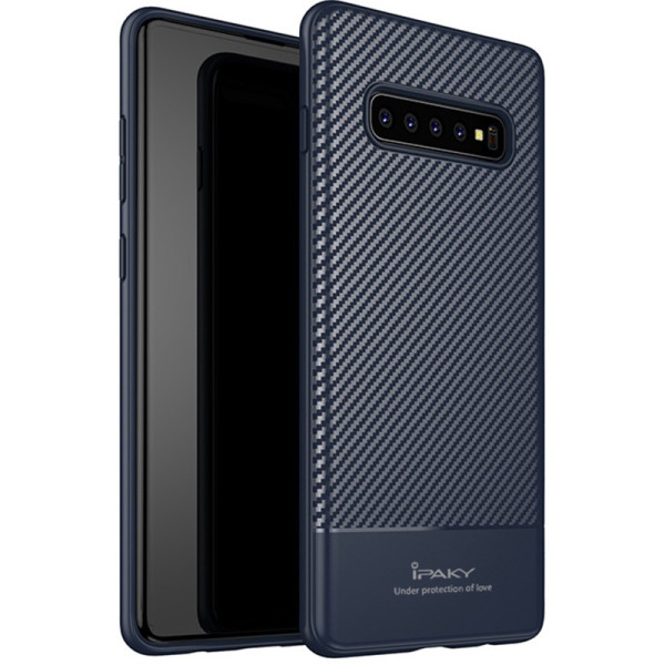 

-накладка Ipaky Carbon Fiber Series/TPU Case With Carbon Fiber Samsung Galaxy S10+ Blue