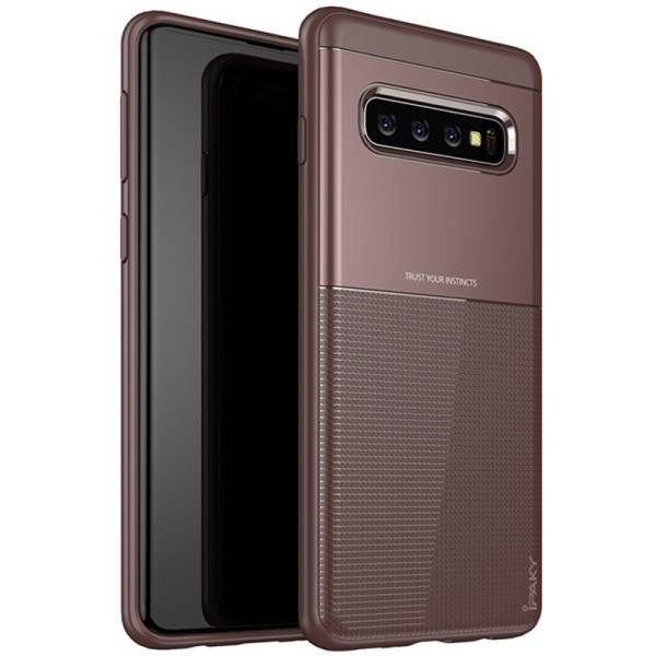 

-накладка Ipaky Shield Series/Elegant Grid Design TPU Hybrid Case Samsung Galaxy S10 Brown