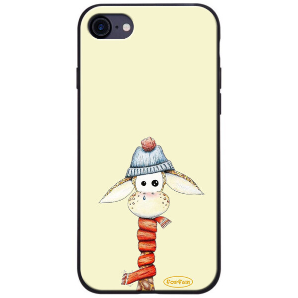 

TPU+PC чехол ForFun для Apple iPhone SE (2020) Жираф в шапке / Бежевый (81118280)