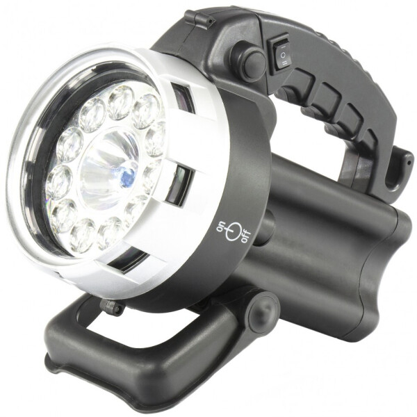 

Фонарь поисковый аккумуляторный 11LED + 25W галоген Stern 22х13,1х13,1 см Черный