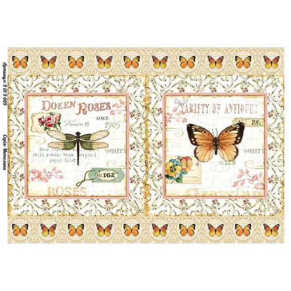 

Бумага для декупажа Alizarin 20 х 30 см Винтажные бабочки (9019009)