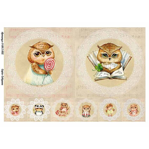 

Бумага для декупажа Alizarin 20 х 30 см Совушки (9082002)