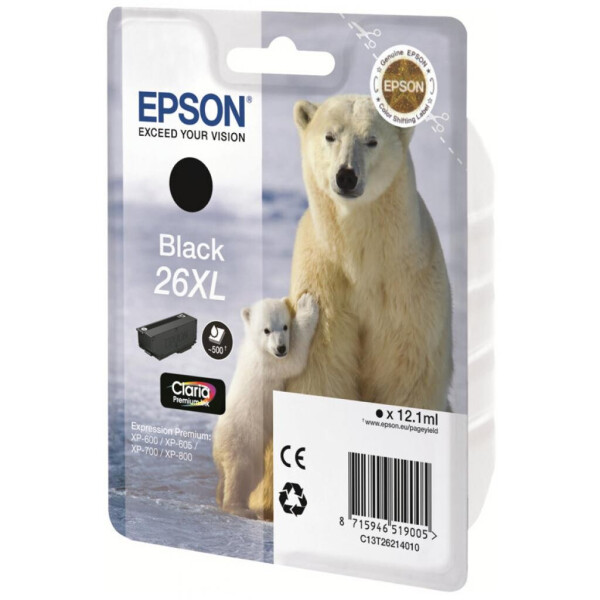 

Картридж EPSON 26XL XP600/605/700 black pigment (C13T26214010/C13T26214012)