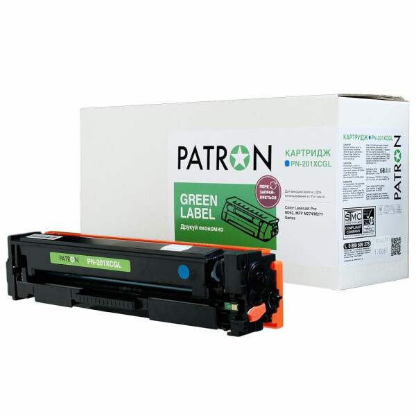 

Картридж PATRON HP CLJ CF401X для M252/M274/M277 Cyan, GREEN Label (PN-201XCGL)