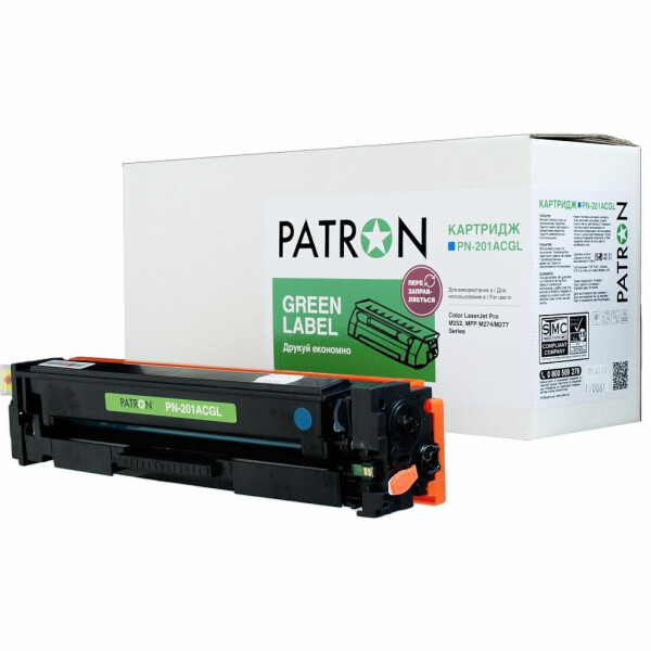 

Картридж PATRON HP CLJ CF401A для M252/M274/M277 Cyan, GREEN Label (PN-201ACGL)