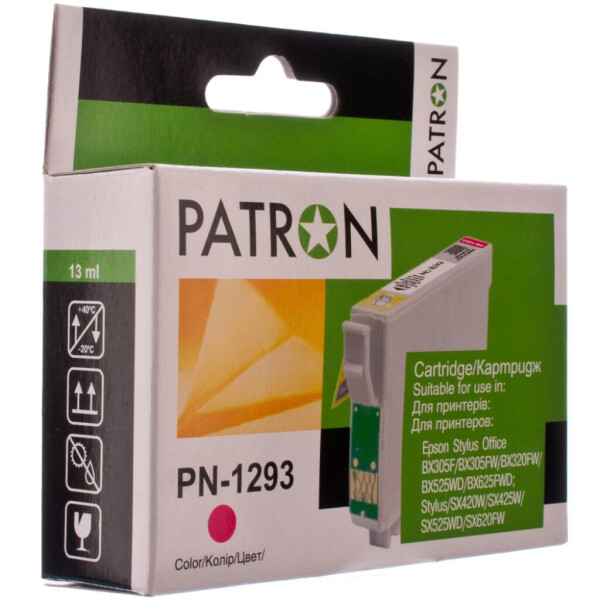 

Картридж PATRON EPSON BX305F/320/525/625,SX420/425/525/535/620 MAGENTA (T129 (PN-1293)