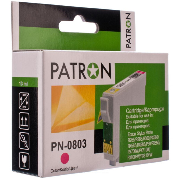 

Картридж PATRON EPSON R265/285/360,RX560/585/685,P50,PX650 MAGENTA (T0803) (PN-0803)