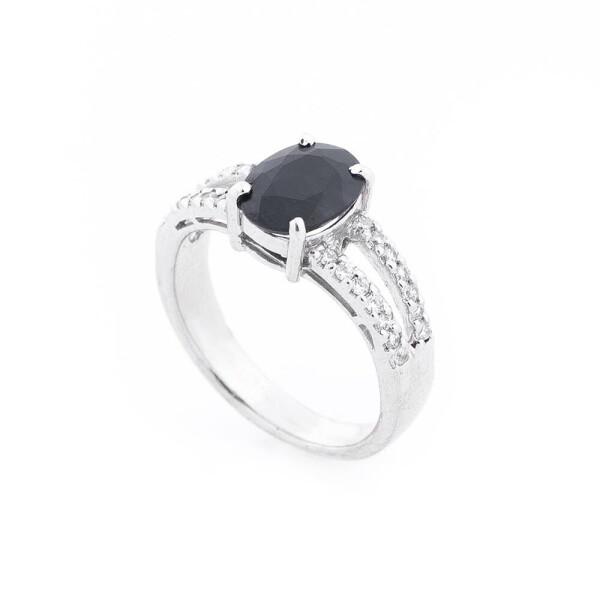 

Серебряное кольцо GS (сапфир, фианиты)