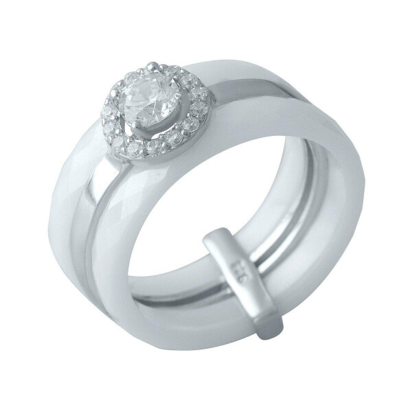 Акция на Серебряное кольцо GS с керамикой (1150566) 19 размер 6.46, 17.5 от Allo UA