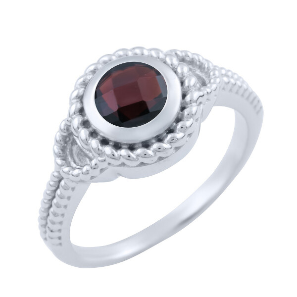 Серебряное кольцо GS с натуральным гранатом (1663677) 17.5 размер
