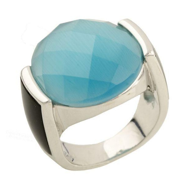 

Серебряное кольцо GS с натуральным кошачим глазом, ониксом (1155950) 18 размер