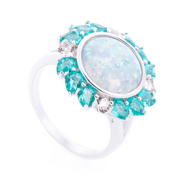 

Серебряное кольцо GS (им. опал, фианит)
