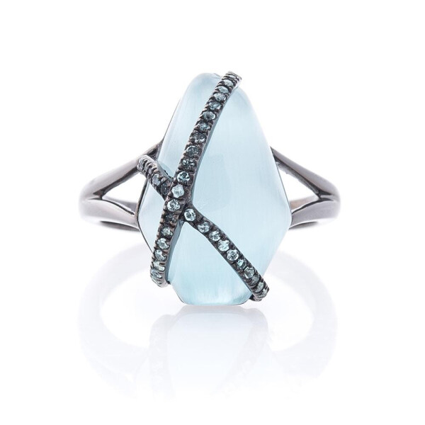 

Серебряное кольцо GS (им.улексит,фианит)