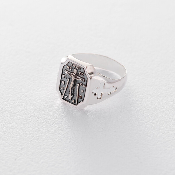

Серебряное религиозное кольцо GS (чернение)