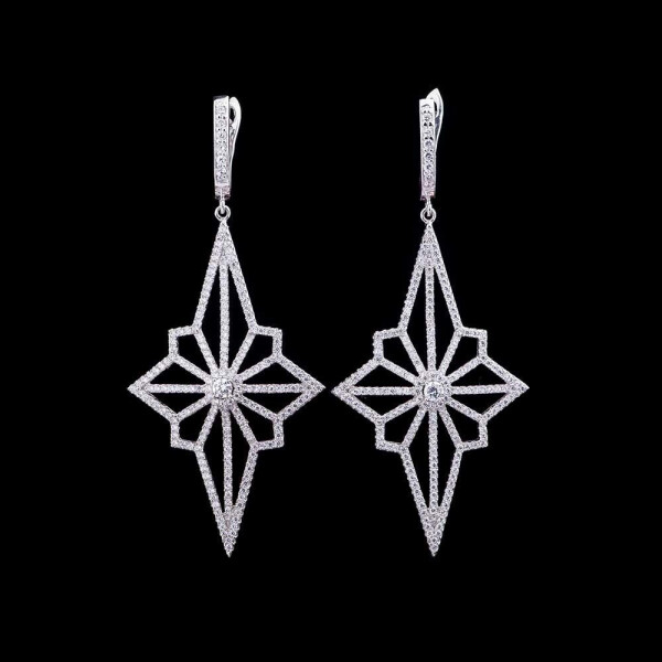 

Серебряные Серьги GS "Звезды" (фианиты)